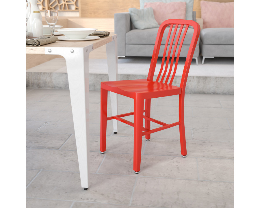 BLNK Gael Commercial Metal Indoor-Outdoor Chair - Red