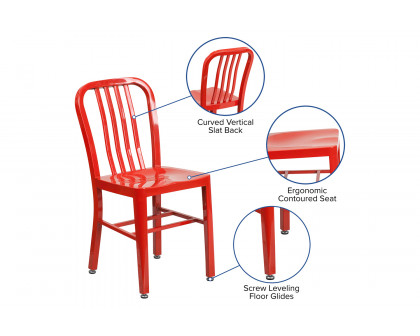 BLNK Gael Commercial Metal Indoor-Outdoor Chair - Red