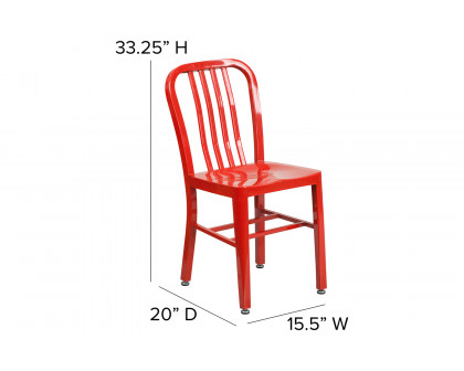 BLNK Gael Commercial Metal Indoor-Outdoor Chair - Red