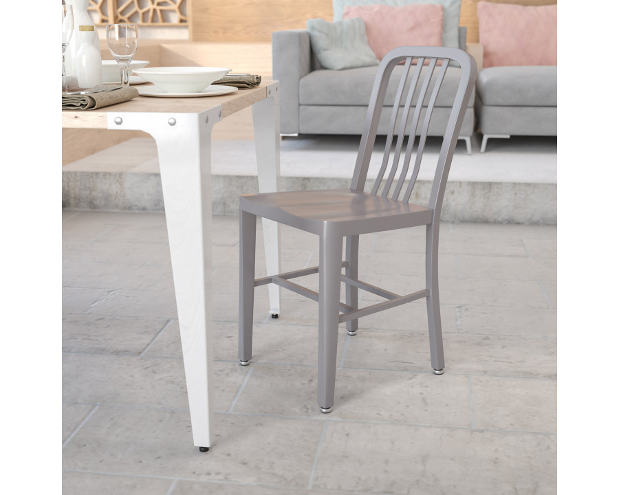 BLNK Gael Commercial Metal Indoor-Outdoor Chair - Silver