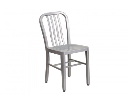 BLNK Gael Commercial Metal Indoor-Outdoor Chair - Silver