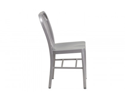 BLNK Gael Commercial Metal Indoor-Outdoor Chair - Silver