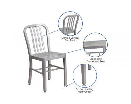 BLNK Gael Commercial Metal Indoor-Outdoor Chair - Silver