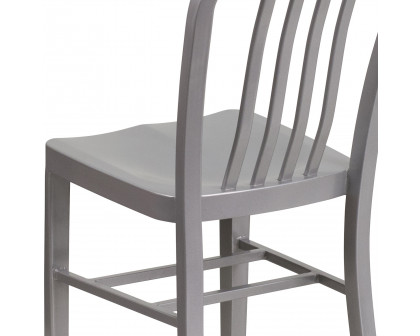 BLNK Gael Commercial Metal Indoor-Outdoor Chair - Silver