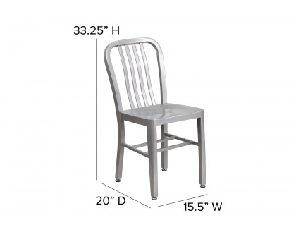 BLNK Gael Commercial Metal Indoor-Outdoor Chair - Silver