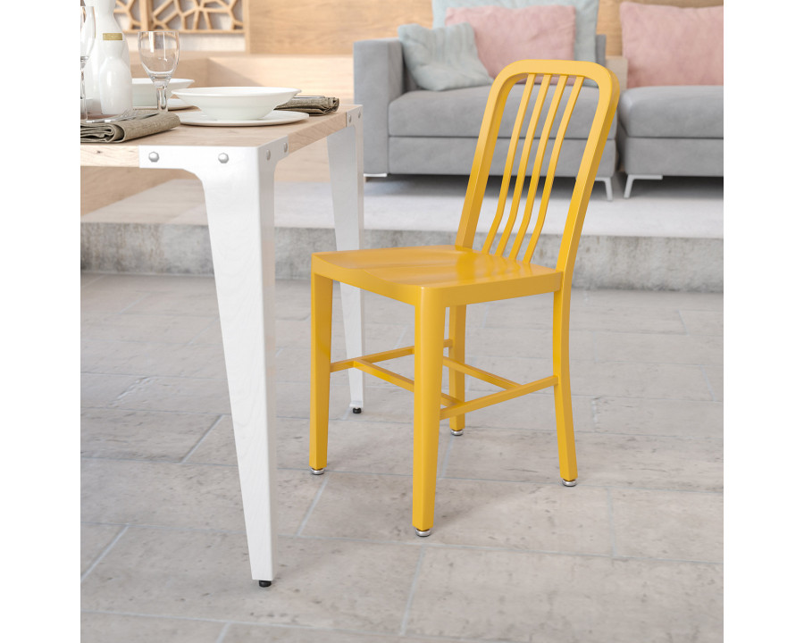 BLNK Gael Commercial Metal Indoor-Outdoor Chair - Yellow