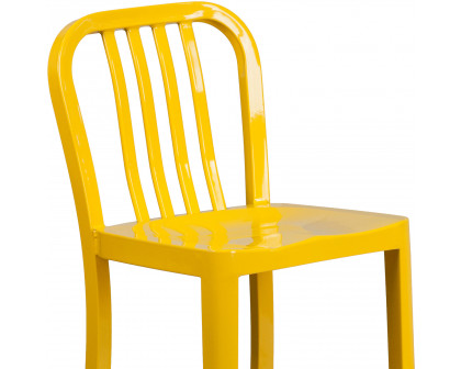 BLNK Gael Commercial Metal Indoor-Outdoor Counter Height Stool with Vertical Slat Back - Yellow