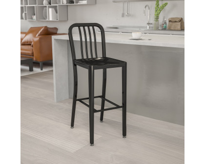 BLNK Gael Commercial Metal Indoor-Outdoor Bar Stool with Vertical Slat Back