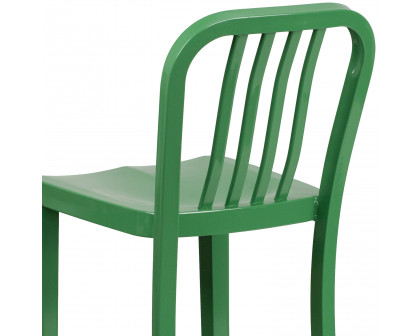 BLNK Gael Commercial Metal Indoor-Outdoor Bar Stool with Vertical Slat Back - Green