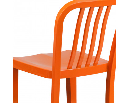 BLNK Gael Commercial Metal Indoor-Outdoor Bar Stool with Vertical Slat Back - Orange