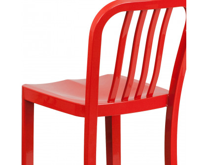 BLNK Gael Commercial Metal Indoor-Outdoor Bar Stool with Vertical Slat Back - Red