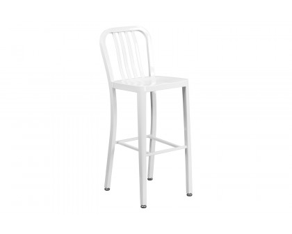 BLNK Gael Commercial Metal Indoor-Outdoor Bar Stool with Vertical Slat Back