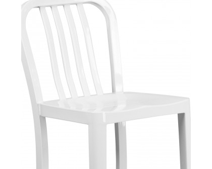 BLNK Gael Commercial Metal Indoor-Outdoor Bar Stool with Vertical Slat Back - White