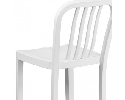 BLNK Gael Commercial Metal Indoor-Outdoor Bar Stool with Vertical Slat Back - White