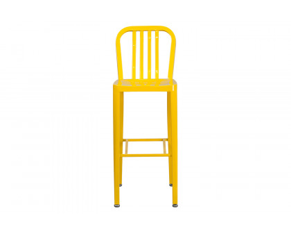 BLNK Gael Commercial Metal Indoor-Outdoor Bar Stool with Vertical Slat Back - Yellow