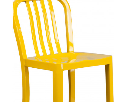 BLNK Gael Commercial Metal Indoor-Outdoor Bar Stool with Vertical Slat Back - Yellow