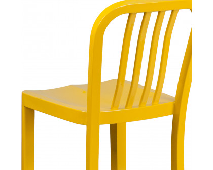 BLNK Gael Commercial Metal Indoor-Outdoor Bar Stool with Vertical Slat Back - Yellow