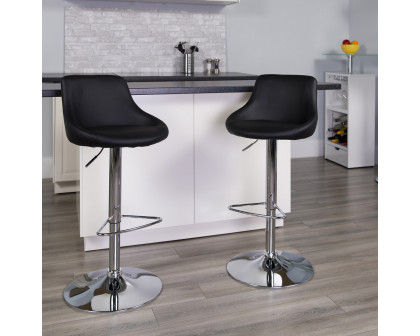 BLNK Dale Contemporary Vinyl Bucket Seat Adjustable Height Bar Stool with Chrome Base