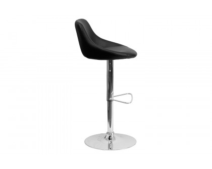 BLNK Dale Contemporary Vinyl Bucket Seat Adjustable Height Bar Stool with Chrome Base - Black