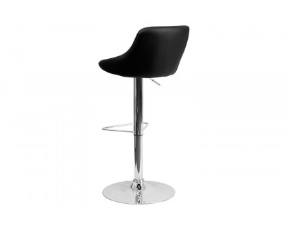 BLNK Dale Contemporary Vinyl Bucket Seat Adjustable Height Bar Stool with Chrome Base - Black