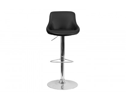 BLNK Dale Contemporary Vinyl Bucket Seat Adjustable Height Bar Stool with Chrome Base - Black