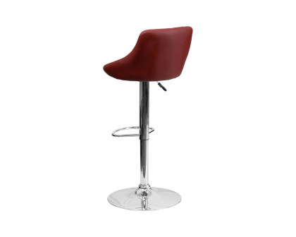 BLNK™ Dale Contemporary Vinyl Bucket Seat Adjustable Height Bar Stool with Diamond Pattern Back and Chrome Base - Burgundy