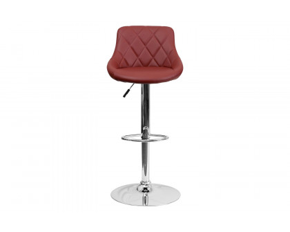 BLNK™ Dale Contemporary Vinyl Bucket Seat Adjustable Height Bar Stool with Diamond Pattern Back and Chrome Base - Burgundy