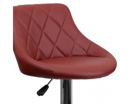 BLNK™ Dale Contemporary Vinyl Bucket Seat Adjustable Height Bar Stool with Diamond Pattern Back and Chrome Base - Burgundy