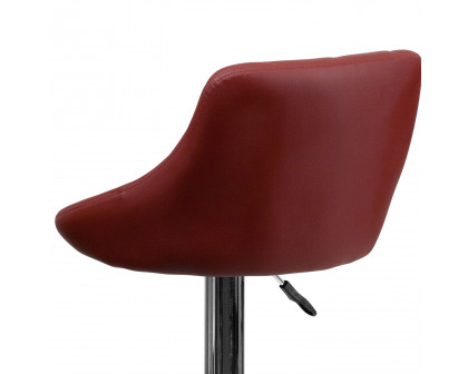 BLNK™ Dale Contemporary Vinyl Bucket Seat Adjustable Height Bar Stool with Diamond Pattern Back and Chrome Base - Burgundy