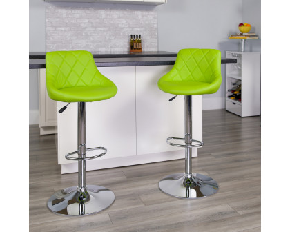 BLNK Dale Contemporary Vinyl Bucket Seat Adjustable Height Bar Stool with Diamond Pattern Back and Chrome Base