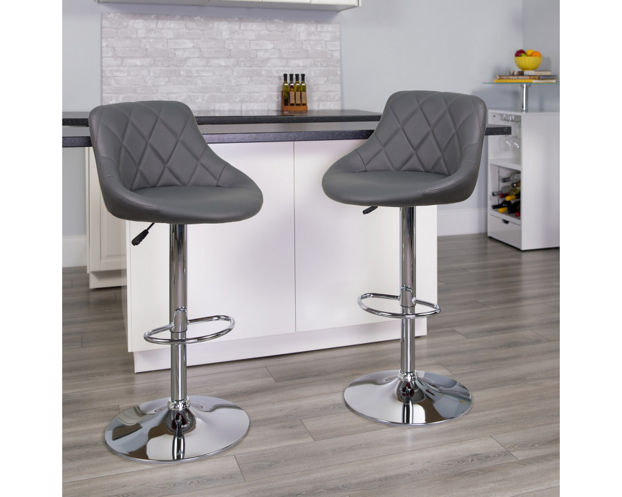 BLNK Dale Contemporary Vinyl Bucket Seat Adjustable Height Bar Stool with Chrome Base