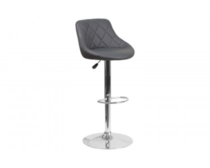 BLNK Dale Contemporary Vinyl Bucket Seat Adjustable Height Bar Stool with Chrome Base