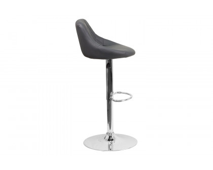 BLNK Dale Contemporary Vinyl Bucket Seat Adjustable Height Bar Stool with Chrome Base - Gray