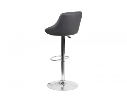 BLNK Dale Contemporary Vinyl Bucket Seat Adjustable Height Bar Stool with Chrome Base - Gray