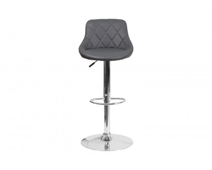 BLNK Dale Contemporary Vinyl Bucket Seat Adjustable Height Bar Stool with Chrome Base - Gray