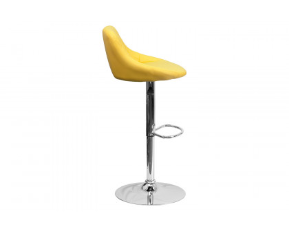 BLNK™ Dale Contemporary Vinyl Bucket Seat Adjustable Height Bar Stool with Diamond Pattern Back and Chrome Base - Yellow