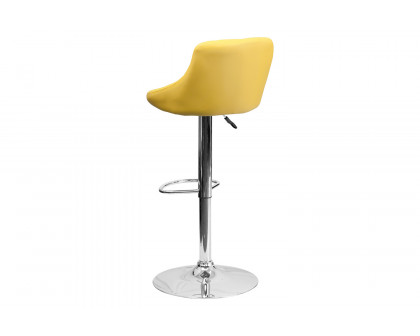 BLNK™ Dale Contemporary Vinyl Bucket Seat Adjustable Height Bar Stool with Diamond Pattern Back and Chrome Base - Yellow