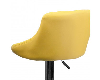 BLNK™ Dale Contemporary Vinyl Bucket Seat Adjustable Height Bar Stool with Diamond Pattern Back and Chrome Base - Yellow