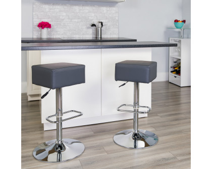 BLNK Farley Vinyl Adjustable Height Bar Stool with Square Seat and Chrome Base