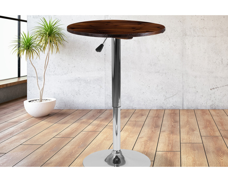 BLNK - Hills Round Adjustable Height Rustic Pine Wood Table