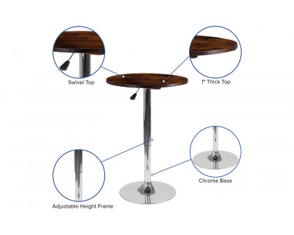 BLNK - Hills Round Adjustable Height Rustic Pine Wood Table