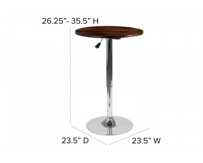 BLNK - Hills Round Adjustable Height Rustic Pine Wood Table