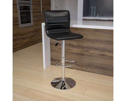 BLNK Vincent Vinyl Adjustable Swivel Bar Stool with Back, Chrome Pedestal Base and Footrest