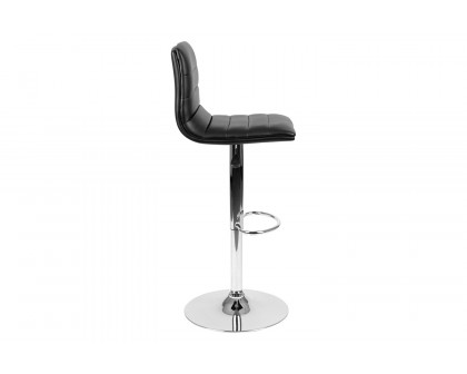 BLNK Vincent Vinyl Adjustable Swivel Bar Stool with Back, Chrome Pedestal Base and Footrest - Black