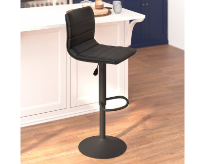 BLNK™ Vincent Vinyl Adjustable Swivel Bar Stool with Back, Black Pedestal Base and Footrest - Black