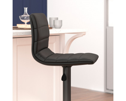 BLNK™ Vincent Vinyl Adjustable Swivel Bar Stool with Back, Black Pedestal Base and Footrest - Black