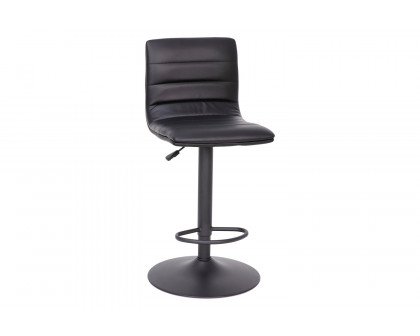 BLNK™ Vincent Vinyl Adjustable Swivel Bar Stool with Back, Black Pedestal Base and Footrest - Black