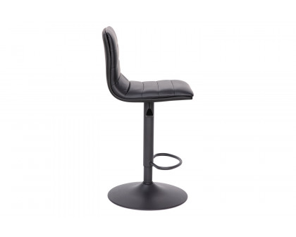 BLNK™ Vincent Vinyl Adjustable Swivel Bar Stool with Back, Black Pedestal Base and Footrest - Black