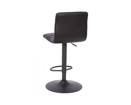 BLNK™ Vincent Vinyl Adjustable Swivel Bar Stool with Back, Black Pedestal Base and Footrest - Black