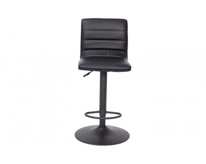 BLNK™ Vincent Vinyl Adjustable Swivel Bar Stool with Back, Black Pedestal Base and Footrest - Black